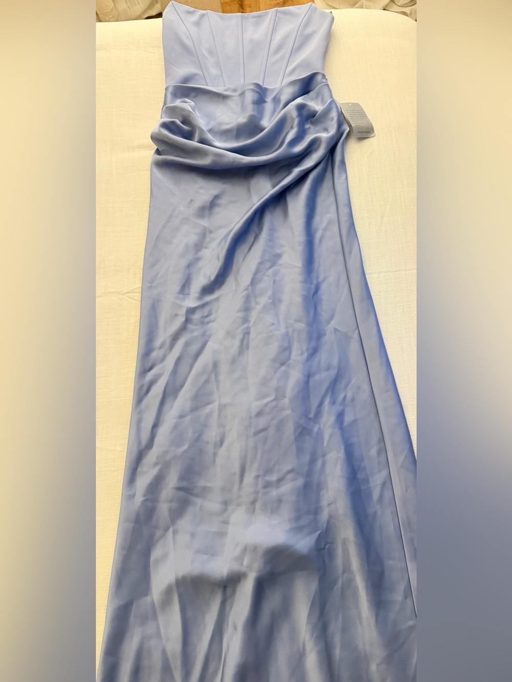 Betsy & Adam Strapless Ruched Scuba Gown Periwinkle Blue Formal Dress Size 4 NWT - Picture 6 of 11